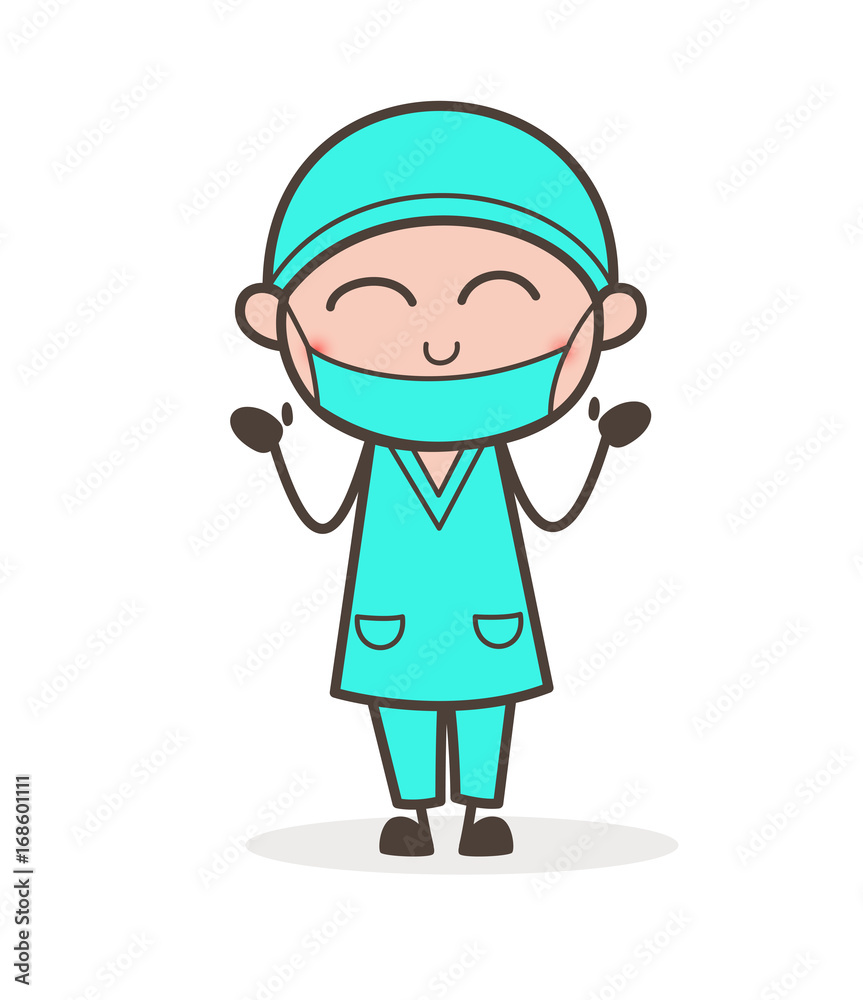 Cartoon Dentist Smiling and Blushing Face Vector Illustration Cartoon Dentist Smiling and Blushing Face Vector Illustration