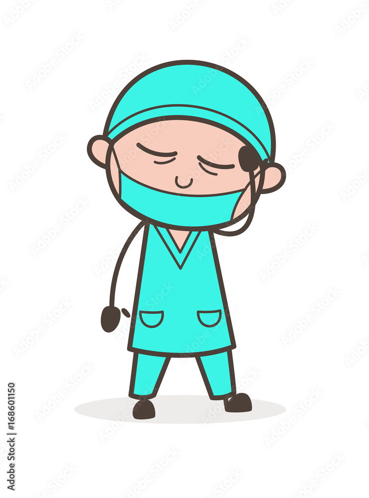 Frustrated Cartoon Physician Face Vector Illustration