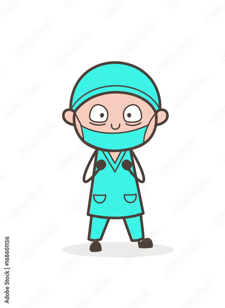 Fearful Cartoon Doctor Face Vector Illustration