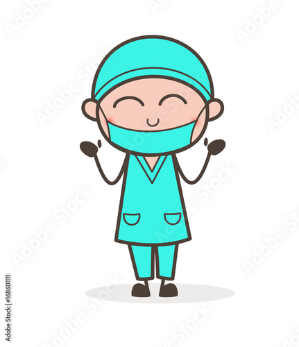 Cartoon Dentist Smiling and Blushing Face Vector Illustration