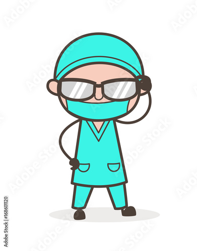 Cartoon Physiatrist with Sunglasses Vector Illustration