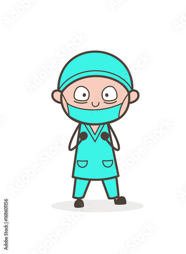 Fearful Cartoon Doctor Face Vector Illustration