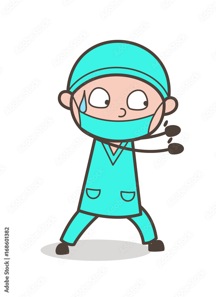 Cartoon Doctor Trying to Catch Vector Pose Cartoon Doctor Trying to Catch Vector Pose