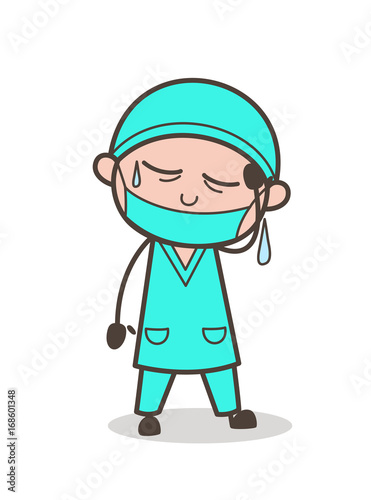 Upset Cartoon Surgeon Face Vector Illustration
