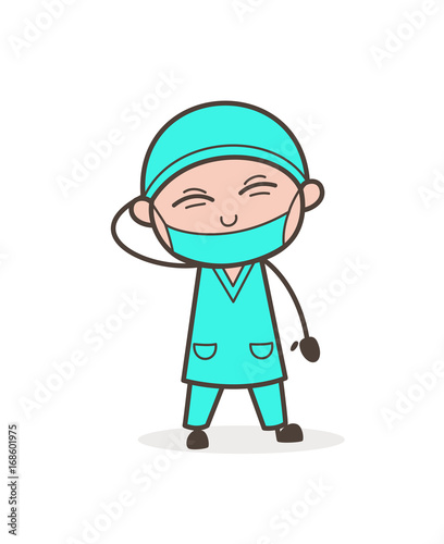 Naughty Surgeon Laughing Expression Vector Illustration