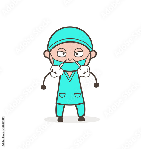 Cartoon Angry Doctor with Steaming Nose Vector Illustration
