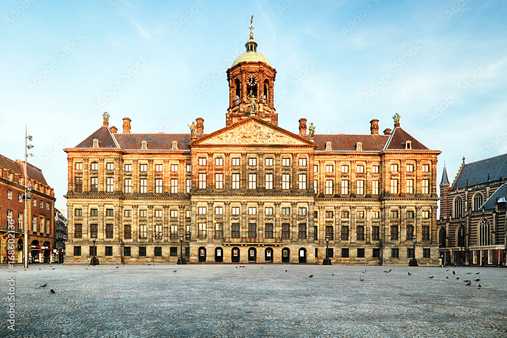 Naklejka premium Pałac Królewski w Amsterdamie, Holandia