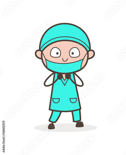 Cartoon Scared Surgeon Face Vector Illustration