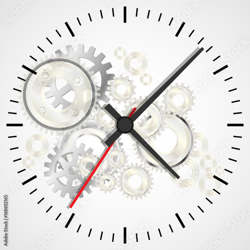 Clock icon design. Vector office clock icon with shadow. Seven o'clock