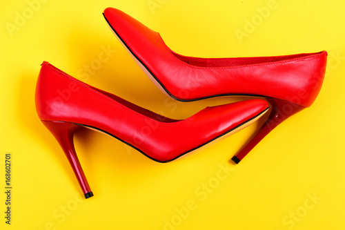 Formal female high heel shoes in red color