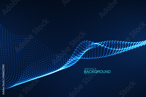 3D glowing neon digital wave of particles.