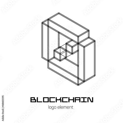 Isometric graphic element for blockchain technology. photo