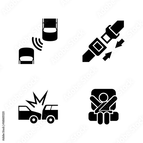 Auto safety belt. Simple Related Vector Icons Set for Video, Mobile Apps, Web Sites, Print Projects and Your Design. Black Flat Illustration on White Background.