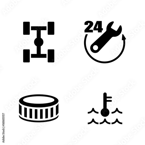 Car service. Simple Related Vector Icons Set for Video, Mobile Apps, Web Sites, Print Projects and Your Design. Black Flat Illustration on White Background.
