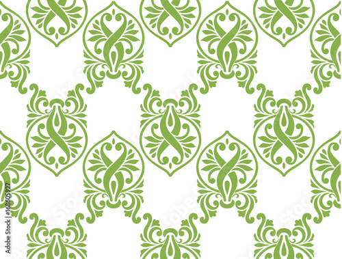 Green ecology damascus seamless pattern background, illustration. Spring color 2017, wallpaper design, vintage decoration