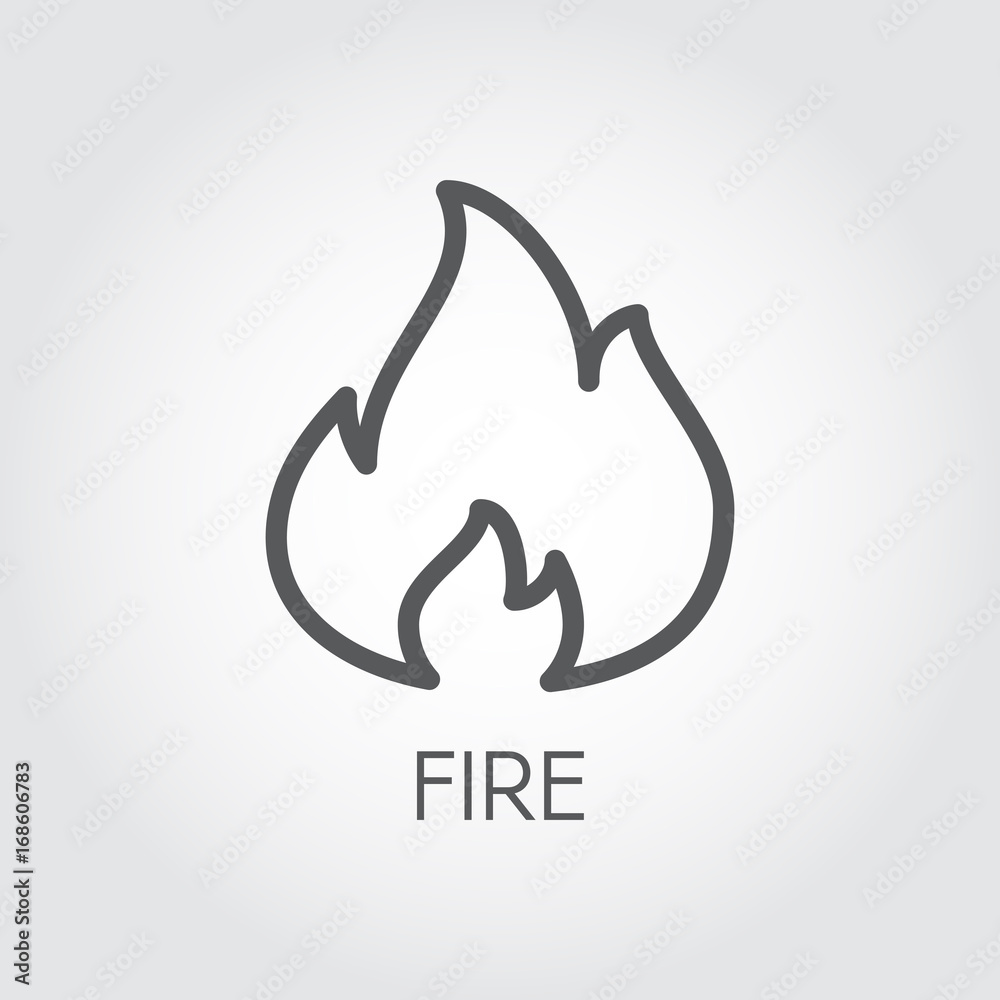 Abstract line icon of fire. Flame gas simplicity outline pictograph on gray background. Vector contour illustration for your design projects Abstract line icon of fire. Flame gas simplicity outline pictograph on gray background. Vector contour illustration for your design projects