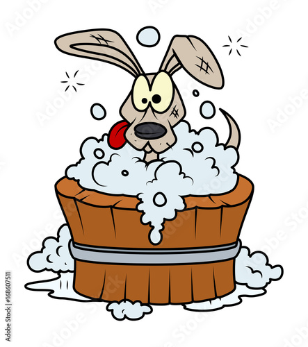Cartoon Dog Taking a Shower