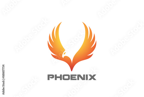 Phoenix rising Wings Logo vector. Luxury Falcon Eagle Hawk bird