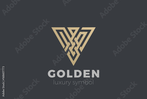 Letter V Labyrinth Triangle Logo abstract vector. Luxury Fashion