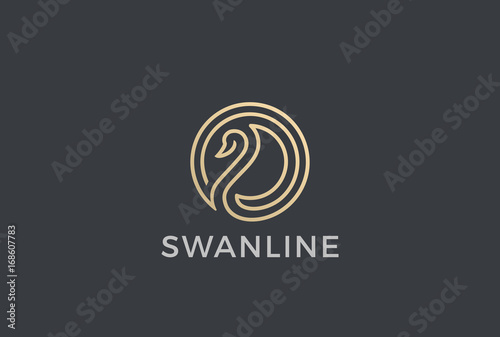 Swan Circle abstract Logo vector. Bird Luxury Fashion Cosmetics