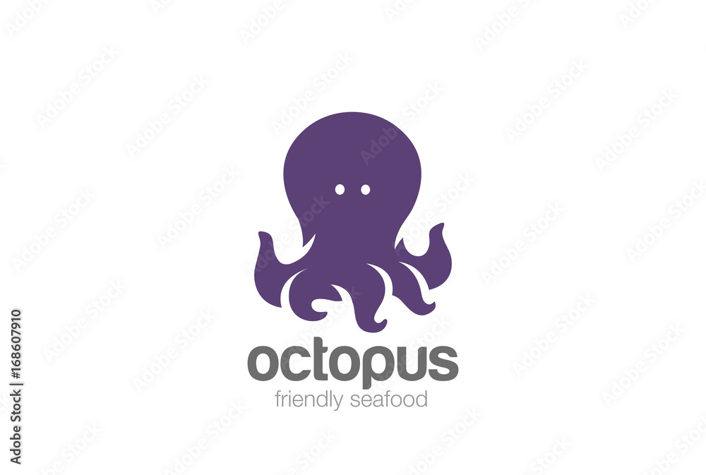 Friendly funny Octopus Logo design vector template