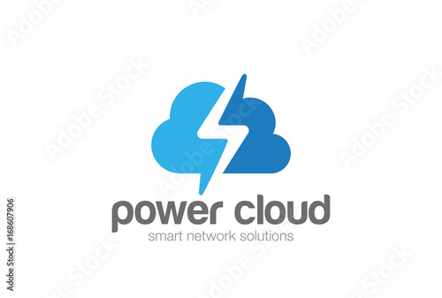 Cloud computing Flash thunderbolt Logo vector. Power cloud icon