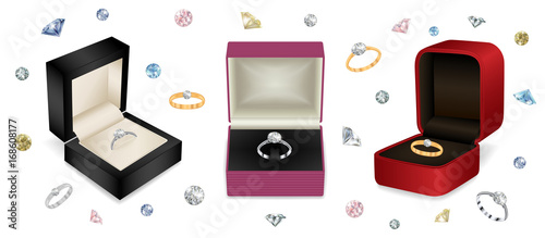 Gift jewelry boxes with diamond rings