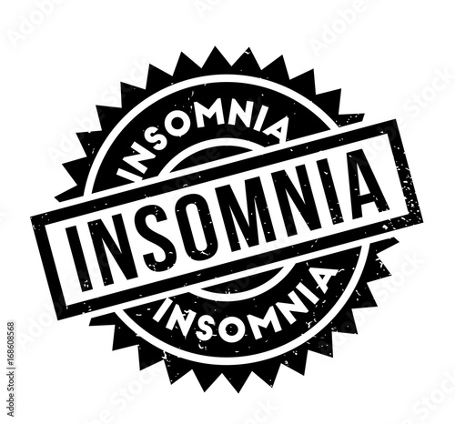 Insomnia rubber stamp. Grunge design with dust scratches. Effects can be easily removed for a clean, crisp look. Color is easily changed.