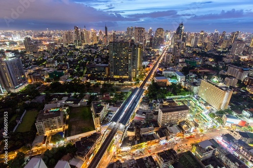 Photography Bangkok skyline at twilight