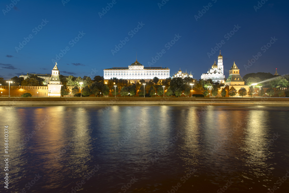 Amazing panoramic view of historical part of Moscow in the evening in Russia