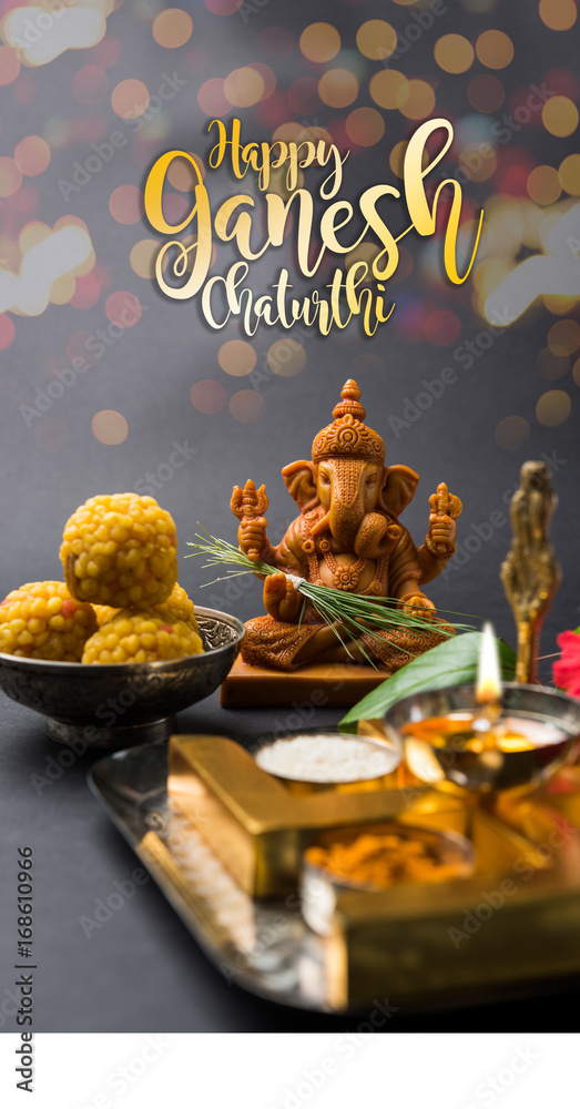 Happy Ganesh Chaturthi Greeting Card showing photograph of lord ganesha ...