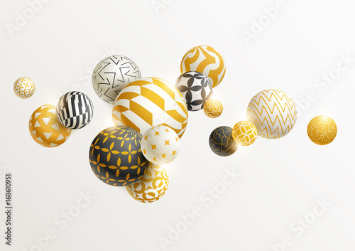 Golden decorative balls. Abstract vector illustration.