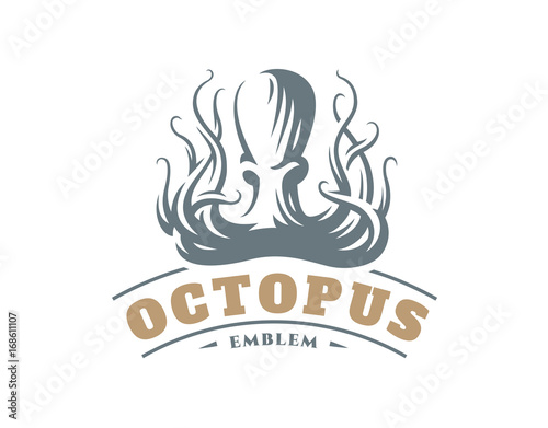 Octopus logo - vector illustration. Emblem design on white background