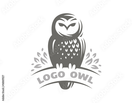 Naklejka Logo Sowa - ilustracji wektorowych. Projekt godło na białym tle