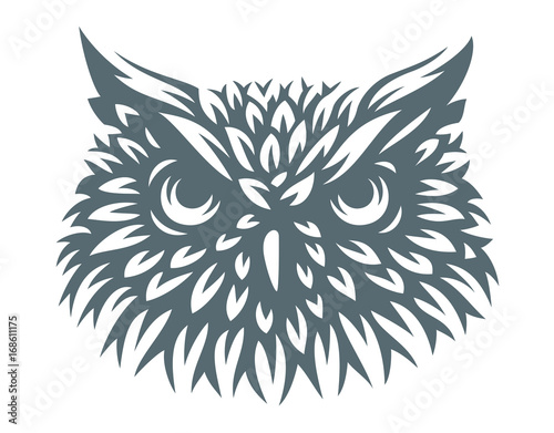 Owl head - vector illustration. Icon design on white background