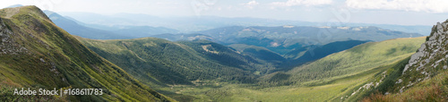 Panorama of the summer Ukrainian Carpathian mountains