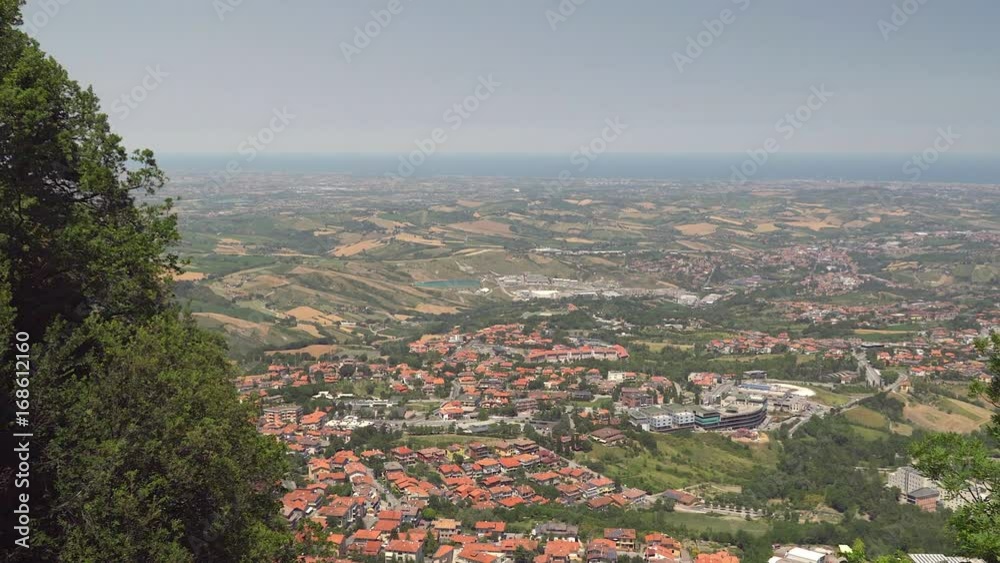 The aerial landscape view of the San Marino in Italy where seen lots of houses and mountain views The aerial landscape view of the San Marino in Italy where seen lots of houses and mountain views