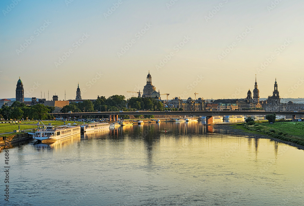 Dresden Germany Silhouette Skyline and the River Elbe