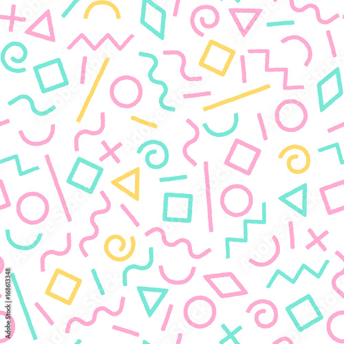 Pastel colored memphis abstract geometric shapes seamless pattern  vector