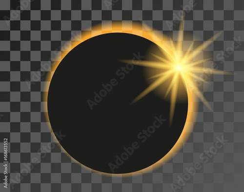 Solar eclipse vector illustration on transparent background