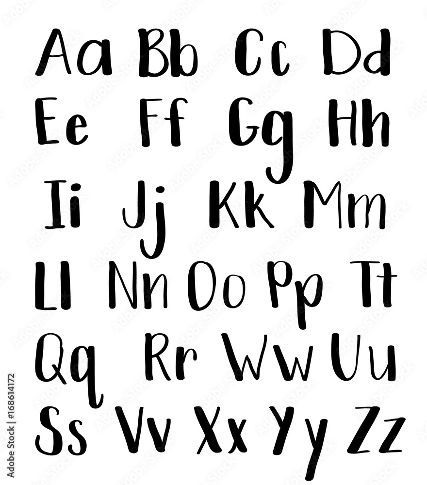 Calligraphy hand-written fonts. Handwritten brush style modern calligraphy cursive typeface