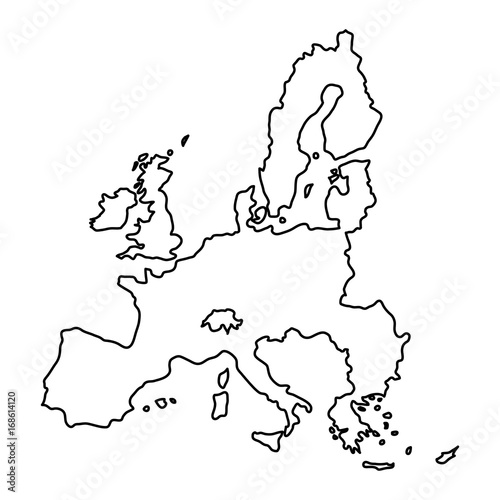 European Union map of black contour curves of vector illustration