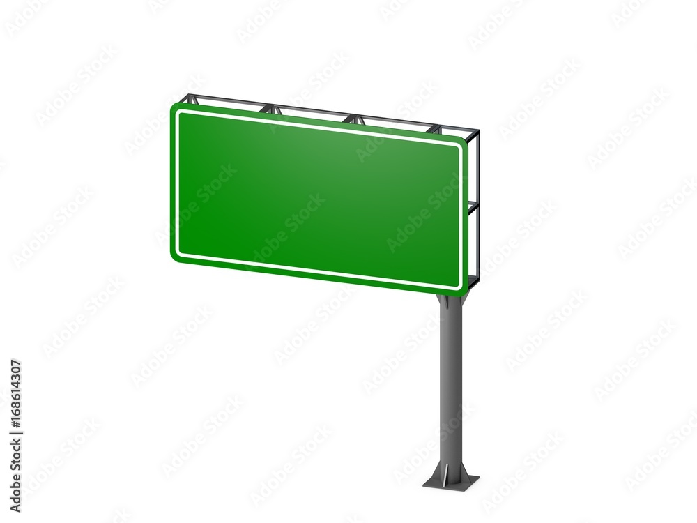 Blank highway sign. Isolated on white background. 3D rendering illustration.