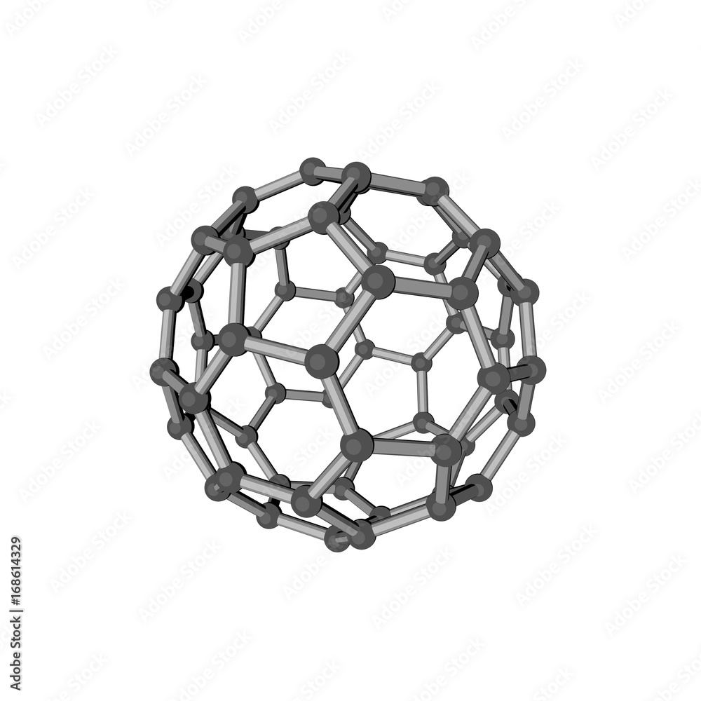 Fullerene model molecule. Isolated on white background. 3D rendering ...