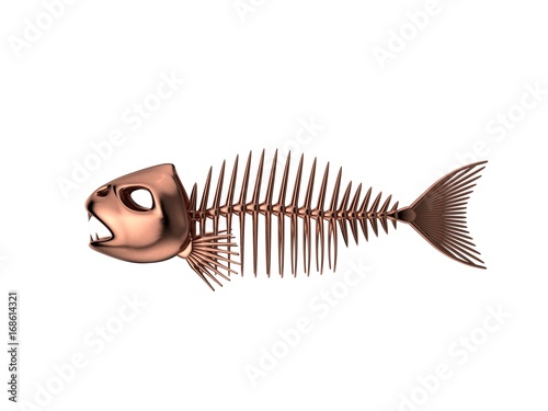 Metallic Fish skeleton. Iso...