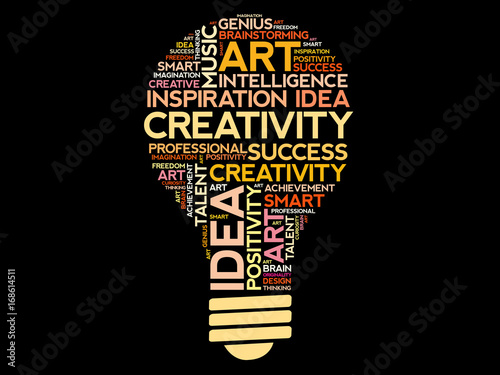 Creativity bulb word cloud concept