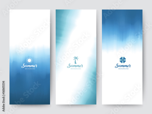 Branding Packaging brush abstract background, logo banner voucher, watercolor Blue Sea fabric pattern. vector illustration.