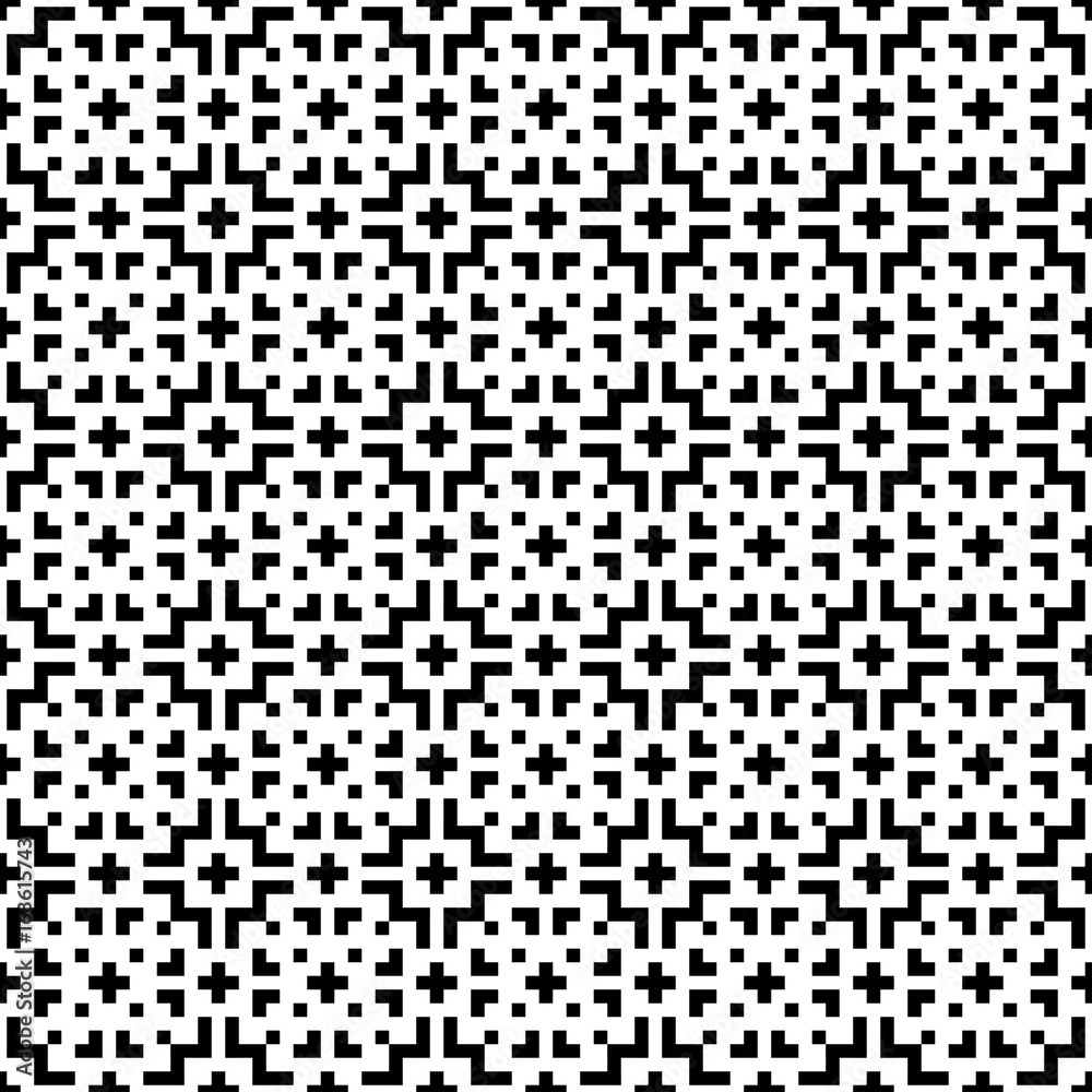 Abstract seamless pixel perfect mosaic black & white pattern Abstract seamless pixel perfect mosaic black & white pattern