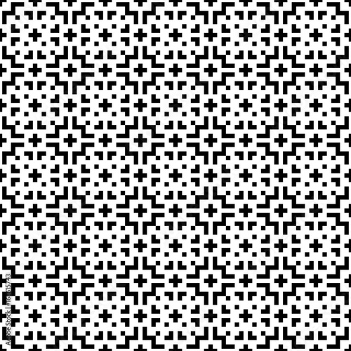 Abstract seamless pixel perfect mosaic black & white pattern