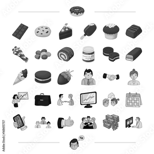 finance, bank, staff and other web icon in black style.dessert, sweet, confectioner icons in set collection.